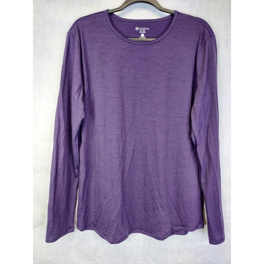Cloudveil Merino Wool Blend Base Layer Shirt Women XL Purple Lightweight Stretch